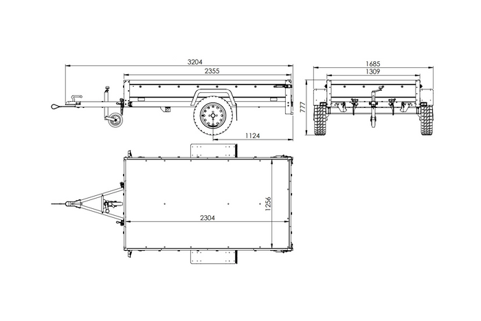 Lehký přívěs 230x125 UNITRAILER GARDEN 230 KIPP s rámem H-800 a modrým krytem