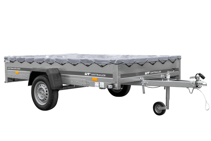 Přívěs pro auto 264x150 UNITRAILER GARDEN 265 KIPP s rámem H-0 a šedou plachtou