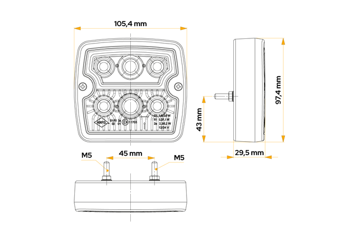 HORPOL LZD 967 LED zadní světlo 3 funkce univerzální