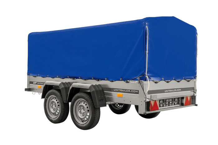 Dvounápravový přívěs 264x125 UNITRAILER GARDEN 264/2 KIPP s rámem H-800 a modrým krytem