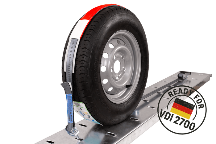 Sada čtyř přepravních pásů pro přívěsy HEFFA CARLINE 130, pásy pro zajištění kol 2,8 m/35 mm/3 t VDI 2700