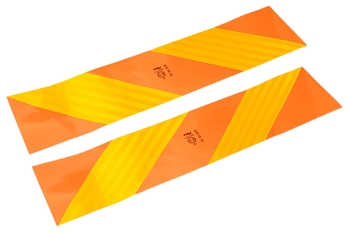 Samolepky, reflexní nálepky, krátké HERMON, označovací tabulky pro těžká vozidla, 565x132mm, levé+pravé