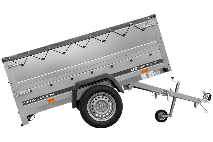 Lehký přívěs 200x125 UNITRAILER GARDEN 201 KIPP s bočnicemi BIS, rámem H-0 a šedou plachtou