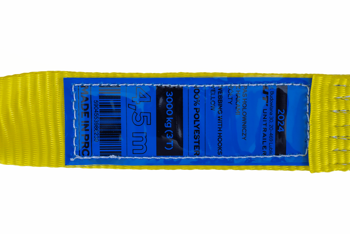 Tažné lano s háky Tažný popruh UNITRAILER 4,5m/50mm/3t žlutý