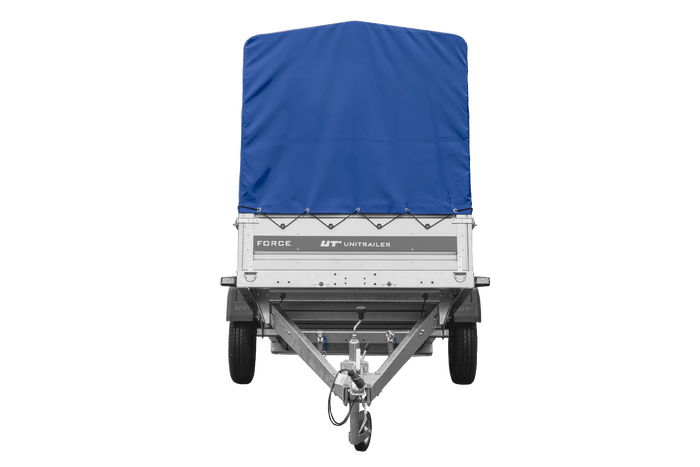 Přívěs pro auto 264x125 UNITRAILER FORCE 264 KIPP s rámem H-1100 a modrým krytem