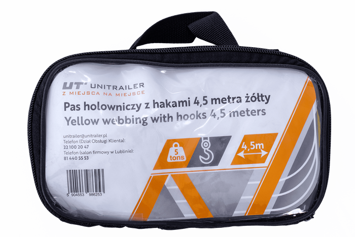 Tažné lano s háky Tažný popruh UNITRAILER 4,5m/50mm/5t žlutý