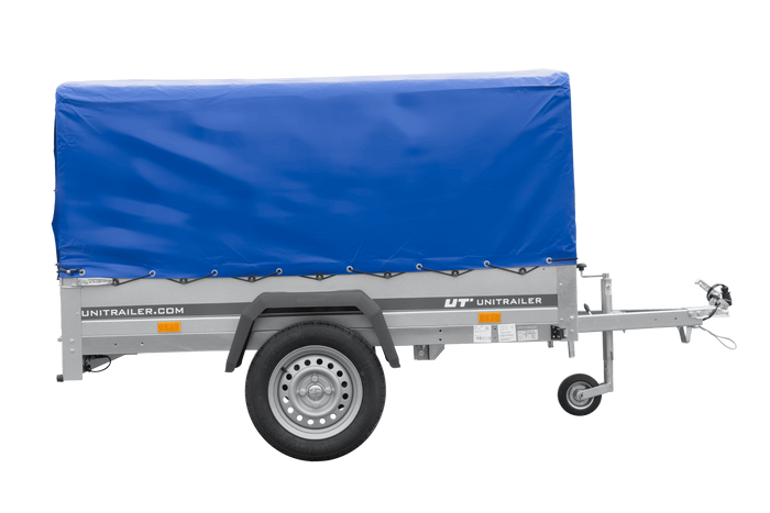 Lehký přívěs 200x125 UNITRAILER GARDEN 201 KIPP s rámem H-800 a modrou plachtou