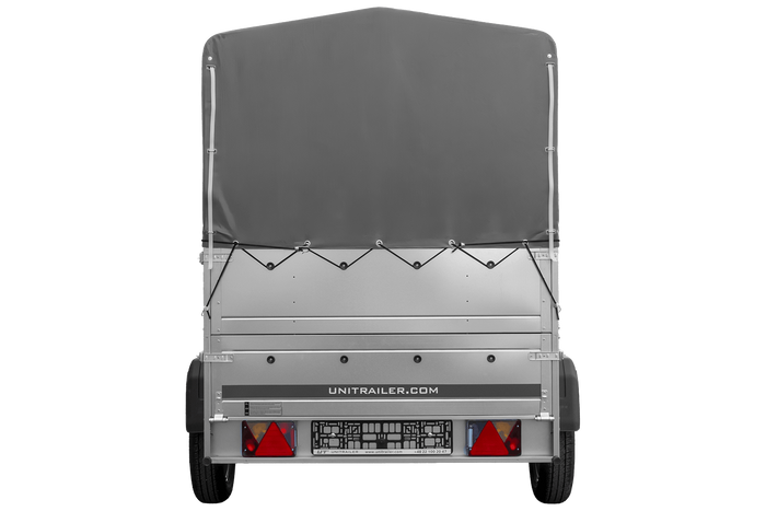 Přívěs za auto 200x125 UNITRAILER GARDEN 201 KIPP s bočnicemi BIS, rámem H-800 a šedým krytem