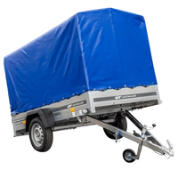 Přívěs za auto na pružinách 230x125 UNITRAILER GARDEN 230/R KIPP s rámem H-1100 a modrým krytem