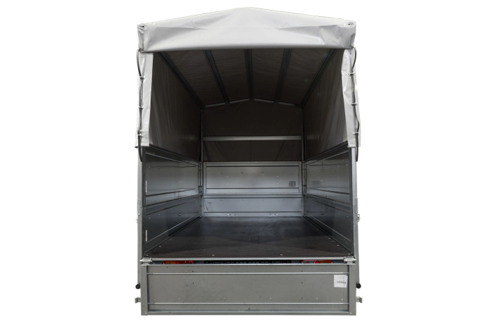 Lehký přívěs na pružinách 264x125 UNITRAILER GARDEN 264/R KIPP s bočnicemi BIS, rámem H-800 a šedým krytem