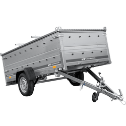 Jednonápravový přívěs na pružinách 264x125 UNITRAILER GARDEN 264/R KIPP s bočnicemi BIS a hliníkovou plachtou