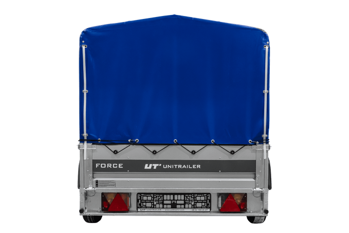 Přívěs za auto na pružinách 230x125 UNITRAILER FORCE 230/R KIPP s rámem H-800 a modrým krytem