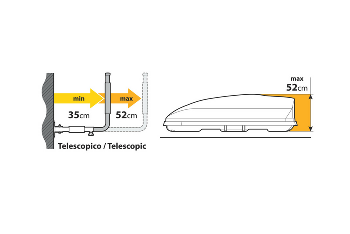 Nástěnné konzole pro střešní boxy LAMPA TYPE 1 boční podpěra 35-52 cm