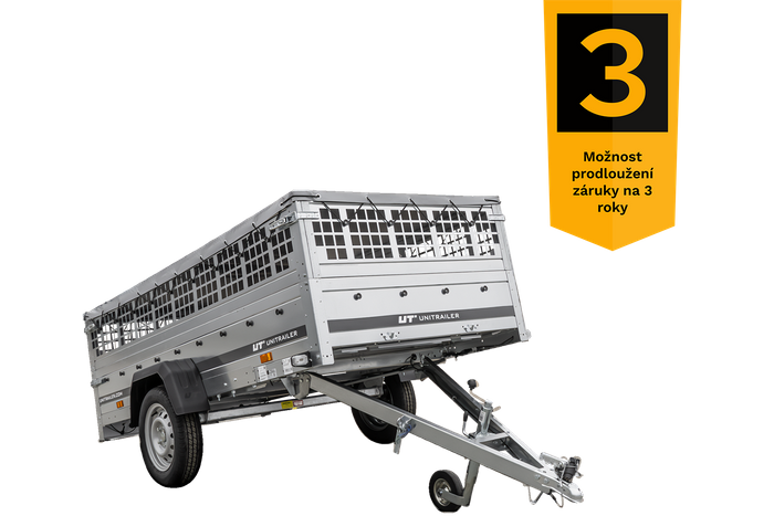 Jednonápravový přívěs 264x125 UNITRAILER GARDEN 264 KIPP s pletivovými bočnicemi a šedou plachtou