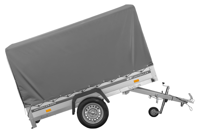 Přívěs za auto s hliníkovými bočnicemi 230x125 Unitrailer Garden 230 KIPP ALU s rámem H1100 a šedým krytem
