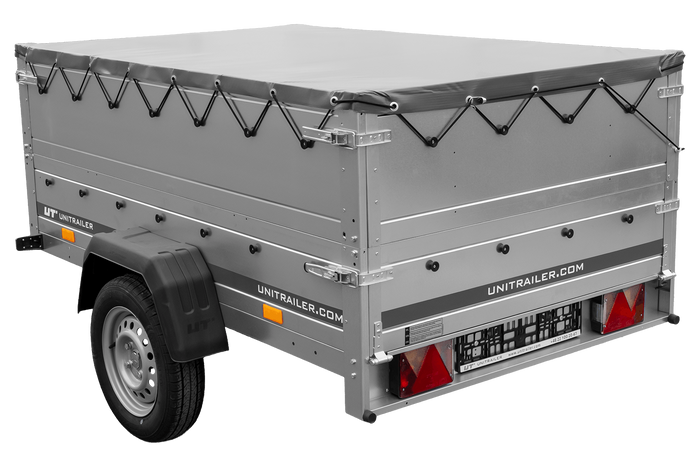 Lehký přívěs 200x125 UNITRAILER GARDEN 201 KIPP s bočnicemi BIS a šedou plachtou