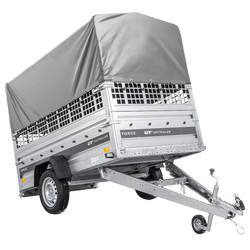 Jednonápravový přívěs 230x125 UNITRAILER FORCE 230 KIPP s pletivovými bočnicemi, rámem H-800 a šedým krytem