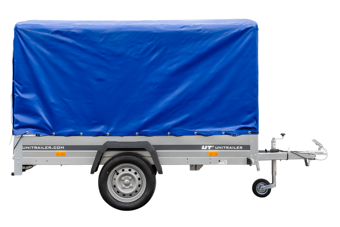 Přívěs pro auto 230x125 UNITRAILER GARDEN 230 KIPP s rámem H-1100 a modrým krytem