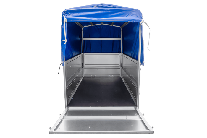 Přívěs za auto 200x106 UNITRAILER GARDEN 200 KIPP s bočnicemi BIS, rámem H-800 a modrým krytem