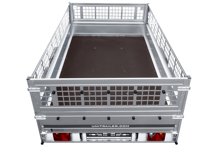 Lehký přívěs 264x150 UNITRAILER GARDEN 265/2 KIPP s pletivovými bočnicemi, rámem H-0 a modrým krytem