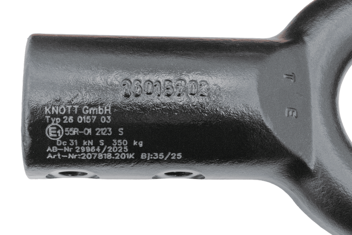 Tažné oko KNOTT KK7937S pro přívěs o hmotnosti 3500 kg s trubkovou ojí o průměru 60 mm, nový typ