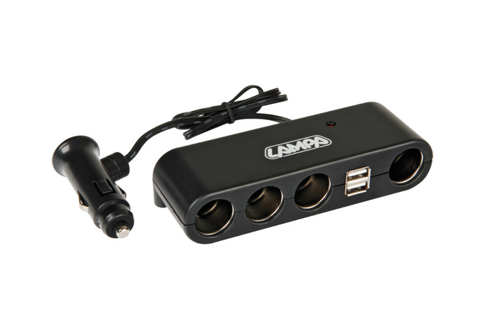 Rozbočovač zásuvky zapalovače cigaret LAMP Multi-Socket 4x 12/24V + 2x USB