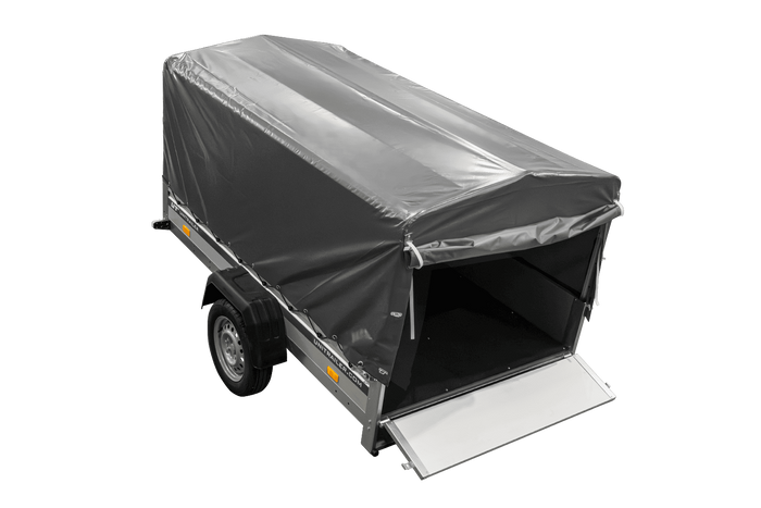 Jednonápravový přívěs s hliníkovými bočnicemi 230x125 Unitrailer Garden 230 KIPP ALU s rámem H-800 a šedým krytem