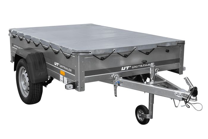 Přívěs za auto na pružinách 200x125 UNITRAILER GARDEN 201/R KIPP s rámem H-0 a šedým krytem