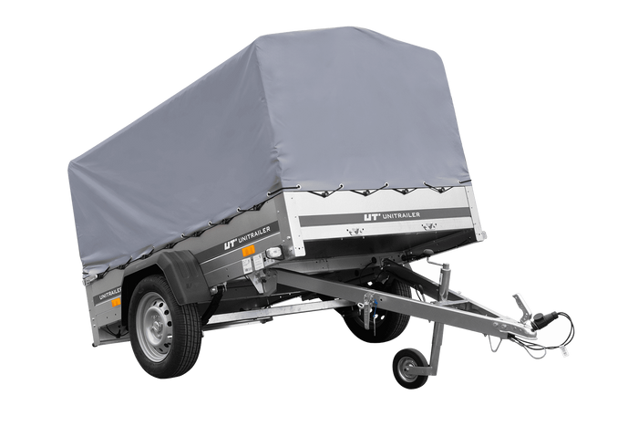 Jednonápravový přívěs na pružinách 200x125 UNITRAILER GARDEN 201/R KIPP s rámem H-800 a šedou plachtou