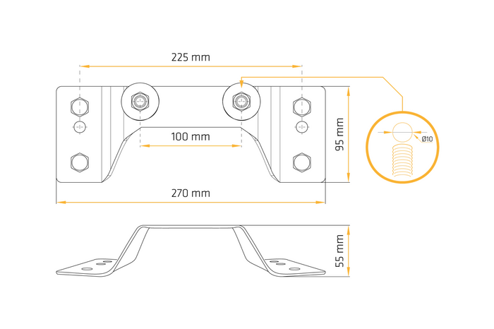 Držák rezervního kola přívěsu UNITRAILER GARDEN KIPP s odrazkou