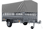Přívěs za auto na pružinách 264x150 UNITRAILER GARDEN 265/R KIPP s pletivovými bočnicemi, rámem H-800 a šedým krytem