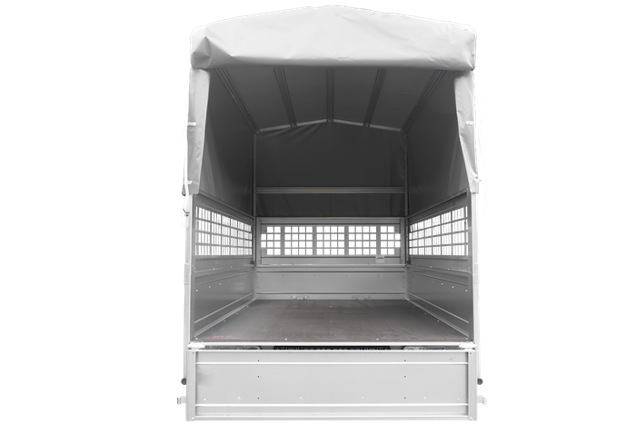 Jednonápravový přívěs 200x125 UNITRAILER GARDEN 201 KIPP s pletivovými bočnicemi, rámem H-800 a šedým krytem