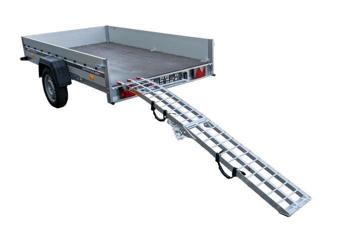 Skládací hliníková rampa UNITRAILER ALR002 pro přívěs 221 cm 340 kg s popruhem