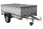 Jednonápravový přívěs s hliníkovými bočnicemi 230x125 Unitrailer Garden 230 KIPP ALU s bočnicemi BIS, rámem H-0 a šedým krytem