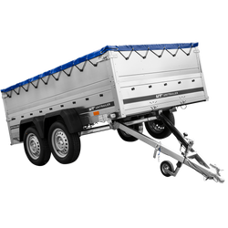 Dvounápravový přívěs 264x150 UNITRAILER GARDEN 265/2 KIPP s bočnicemi BIS, rámem H-0 a modrým krytem