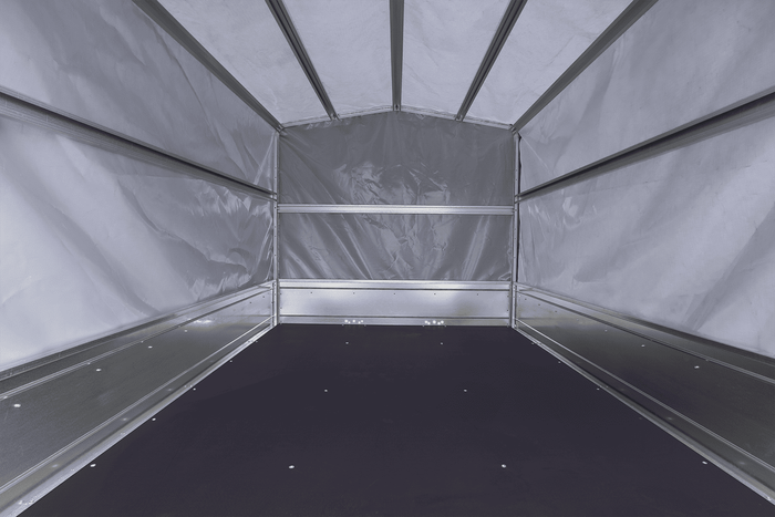 Dvounápravový přívěs 264x150 UNITRAILER GARDEN 265/2 KIPP s rámem H-1100 a šedou plachtou