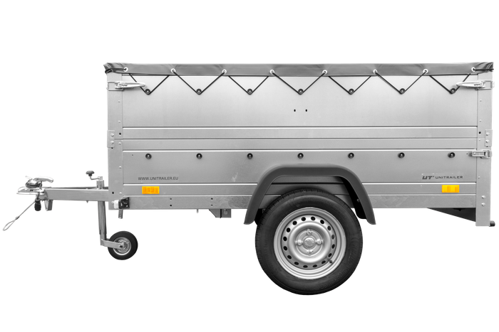 Lehký přívěs 200x125 UNITRAILER GARDEN 201 KIPP s bočnicemi BIS a šedou plachtou