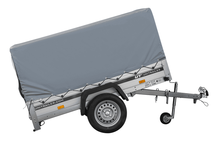 Jednonápravový přívěs s hliníkovými bočnicemi 200x125 Unitrailer Garden 201 KIPP ALU s rámem H-800 a šedým krytem