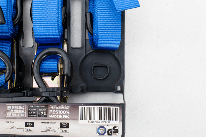 Sada čtyř přepravních pásů UNITRAILER s napínákem 4m/25mm/0,68t modrá