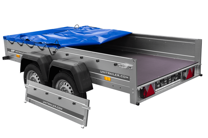 Dvounápravový přívěs 264x125 UNITRAILER GARDEN 264/2 KIPP s rámem H-0 a modrou plachtou