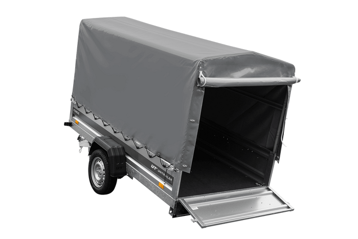 Jednonápravový přívěs na pružinách 264x125 UNITRAILER FORCE 264/R KIPP s rámem H-1100 a šedým krytem