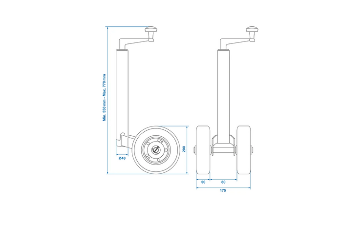Oporné kolo ProPlus 341508V02 150 kg 48 mm 550-770 mm