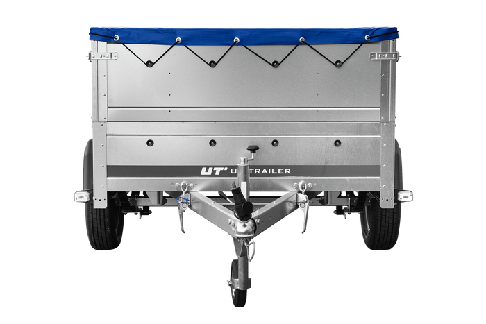 Lehký přívěs na pružinách 200x125 UNITRAILER GARDEN 201/R KIPP s bočnicemi BIS, rámem H-0 a modrou plachtou
