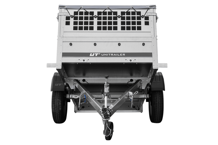 Přívěs Garden Trailer 200 KIPP s síťovanými bočnicemi a šedou plachtou