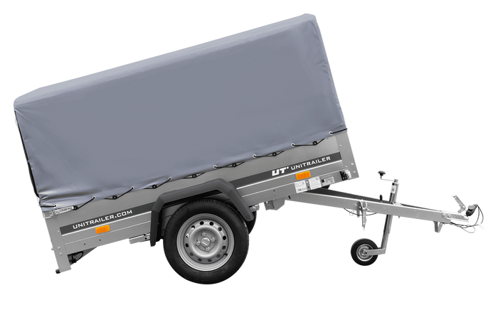 Jednonápravový přívěs na pružinách 200x125 UNITRAILER GARDEN 201/R KIPP s rámem H-800 a šedou plachtou