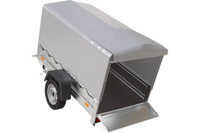 Jednonápravový přívěs 200x125 UNITRAILER GARDEN 201 KIPP s rámem H-800 a šedým krytem