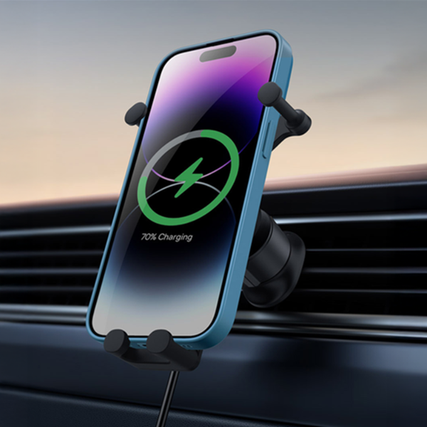 Držák telefonu do auta BASEUS Stable Gravitional s bezdrátovým nabíjením Qi 15W do větracího otvoru