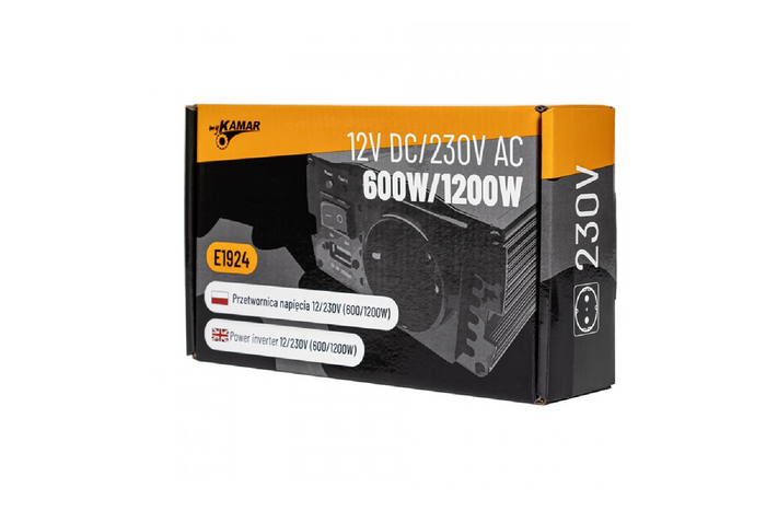 Měnič napětí 12V/230V (600/1200W) KAMAR E1924