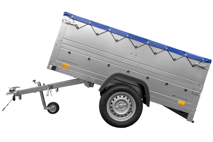 Přívěs za auto 200x125 UNITRAILER GARDEN 201 KIPP s bočnicemi BIS a modrou plachtou