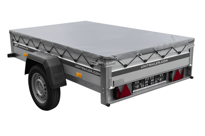 Jednonápravový přívěs s hliníkovými bočnicemi 200x125 Unitrailer Garden 201 KIPP ALU s rámem H-0 a šedým krytem
